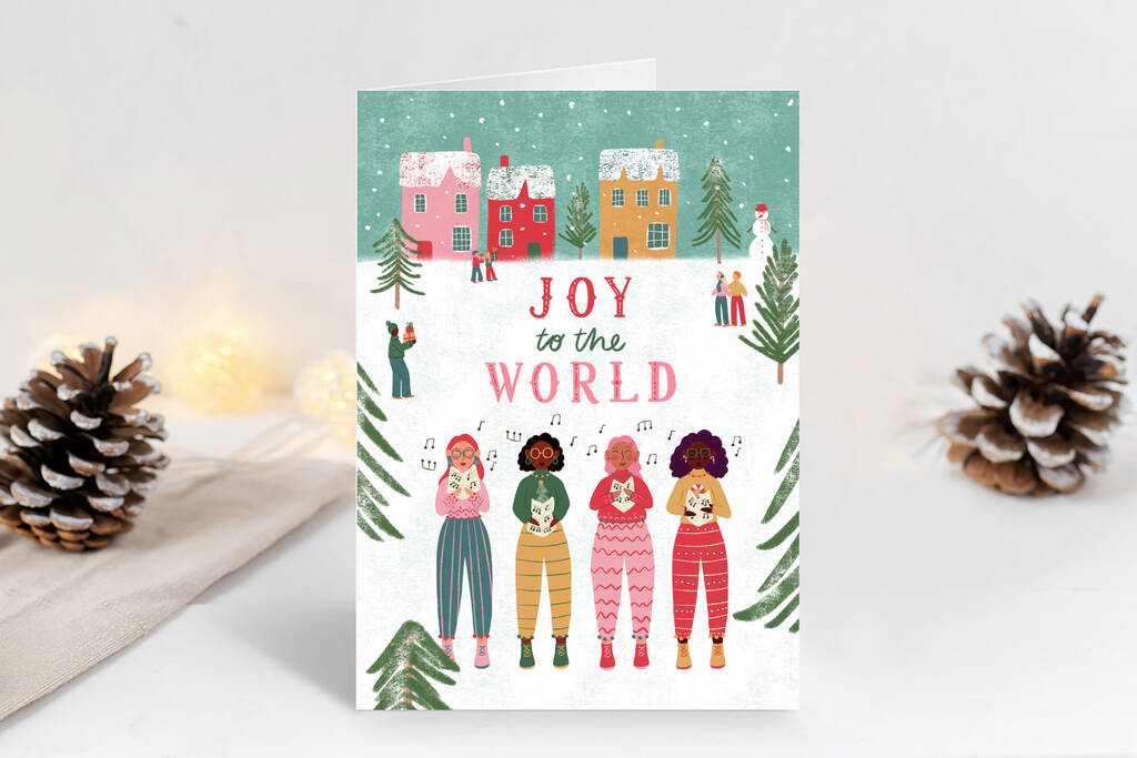 10 'Joy To The World' Christmas Carol Singers Cards By Flourish Paperworks