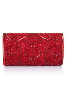 Scarlet Art Deco Embellished Clutch Bag In Red By Gatsbylady London