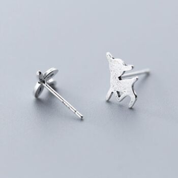 Sterling Silver Deer And Leaf Stud Earrings, 3 of 4