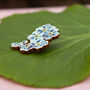 Wildflower Forget Me Not Eco Wooden Pin Brooch, thumbnail 3 of 7