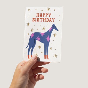 Blue Greyhound Retro Fashion Happy Birthday Card, 3 of 4