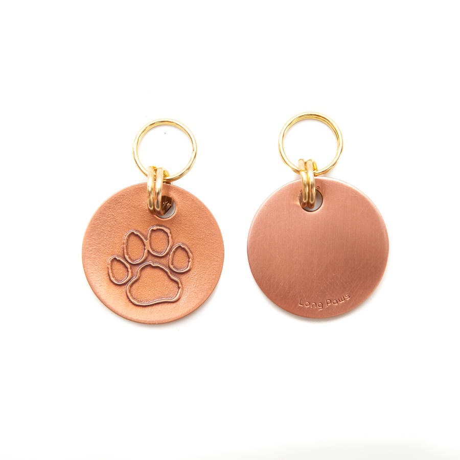 personalised antique copper pet tag by long paws