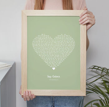 Favourite Lyrics Love Heart Personalised Print, 8 of 10