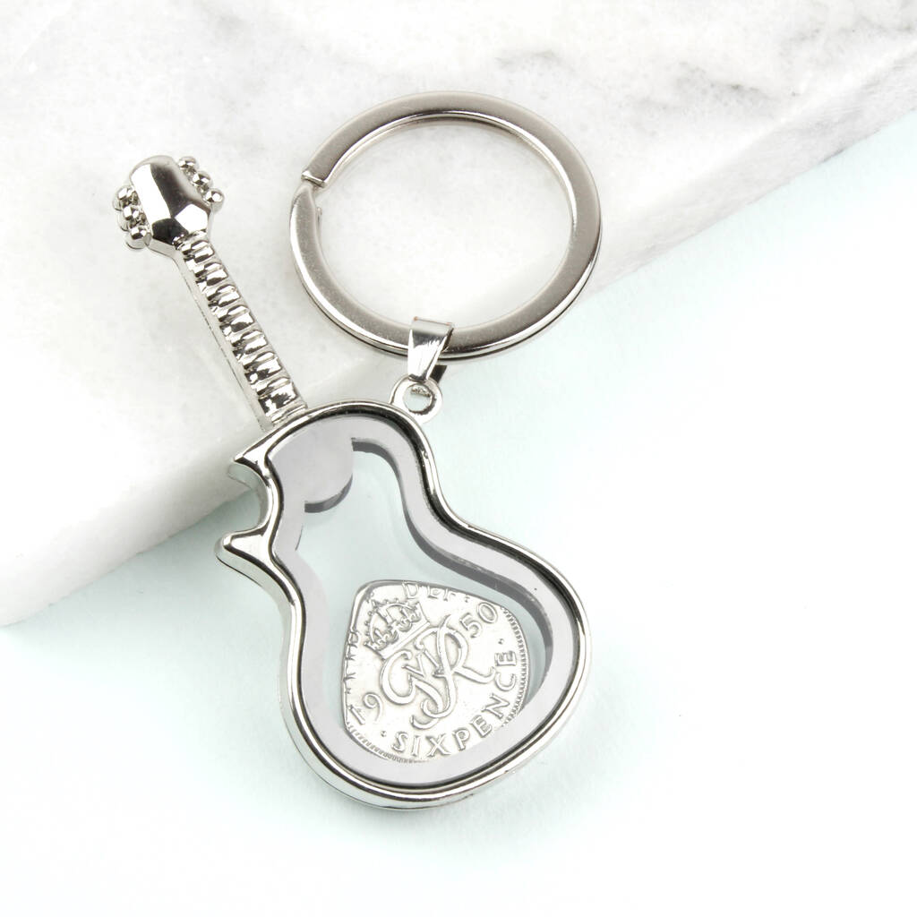 Image of 1951 Sixpence Plectrum Guitar Keyring