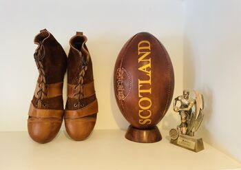 Genuine Leather Scotland Rugby Ball With Display Stand, 2 of 3