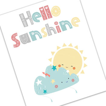 'Hello Sunshine' Nursery Typography Print, 5 of 6