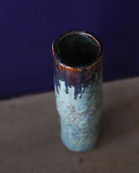 Hand Made Turquoise Ceramic Tall Vase, 6 of 10
