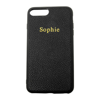 Personalised Real Leather iPhone Case Black And Taupe, 6 of 7