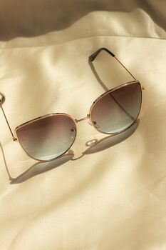 Blue Brown Gradient Tint Butterfly Cat Eye Sunglasses, 6 of 6