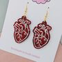 Red Glitter Anatomic Heart Resin Earrings, thumbnail 2 of 4