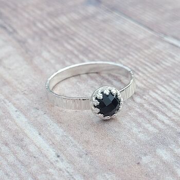 Onyx Ring In Recycled Silver With A Textured Band, 12 of 12