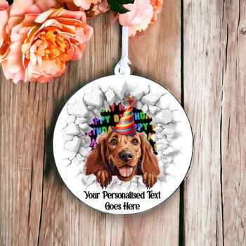 Personalised Irish Setter Birthday Break Through Dog, 6 of 8