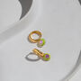 Lime Green And Pink Enamel Hoop Earrings, thumbnail 2 of 8