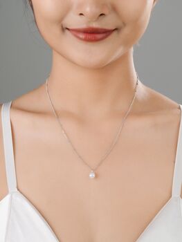 Bridal Natural Pearl Grade A Satellite Chain Gold Vermeil, Rhodium Necklace, 2 of 12