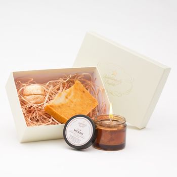 Gold Frankincense Myrrh Relaxing Christmas Eve Gift Box, 3 of 3