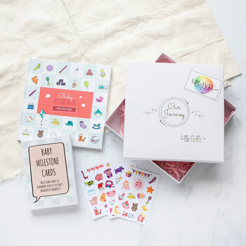 New Baby Record Book And Milestone Cards Gift Set, 2 of 12