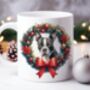 Personalised Boston Terrier Christmas Wreath Dog Mug, thumbnail 1 of 2