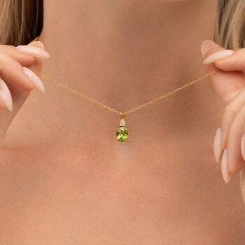 Peridot Pendant Necklace In Sterling Silver And Gold, 10 of 11