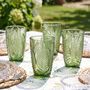 Set Of Four Embossed Fern Green Leaf Highball Glasses, thumbnail 1 of 8