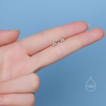 Extra Tiny Opal Trio Stud Earrings In Sterling Silver, 6 of 12