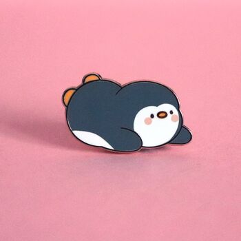 Sliding Penguin Enamel Pin | Cute Pin Badges, 2 of 5