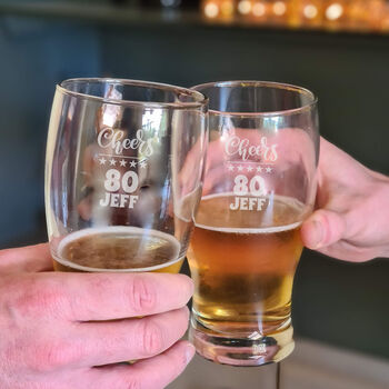 Personalised 80th Birthday Gift Pint Glass, 2 of 12