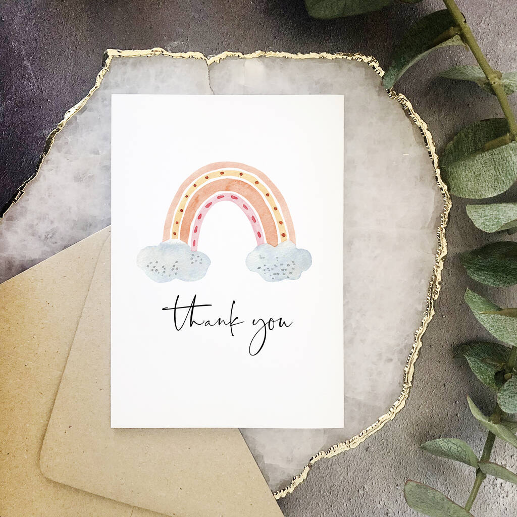 Rainbow Thank You Card By Mitzi Prints