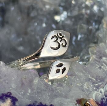 Sterling Silver Ohm Lotus Ring, 5 of 8