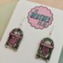 Jukebox Glitter Resin Earrings / Gift For Music Lover / Retro Rockabilly Jewellery / Gift For Dancers And Music Lovers, thumbnail 4 of 6