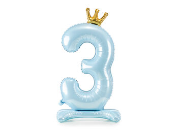 Light Blue Standing Number Three Foil Balloon 33 Inch, 2 of 2