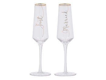 Just Married Set Of Two Champagne Flutes, 2 of 3