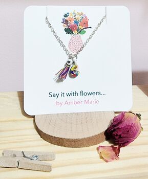 Hand Painted Mini Floral Initial Letter Pendant Gift With Stand, 8 of 12