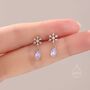 Sterling Silver Snowflake And Moonstone Stud Earrings, thumbnail 3 of 11