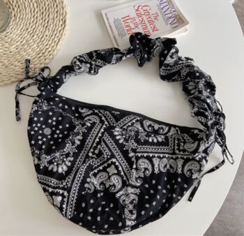 Black Paisley Lightweight Cotton Large Tote Bag, 6 of 8