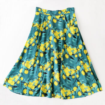 Annie Linen Blend Midi Skirt In Lemon Print, 3 of 6