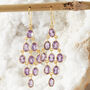 Purple Amethyst Chandelier 18k Gold And Silver Earrings, thumbnail 1 of 6