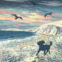 Cockapoo Coastal Dog Walking Christmas Card, thumbnail 2 of 8