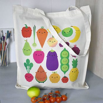 Five A Day Kawaii Fruit And Vegetables Shopper Bag, 6 of 7