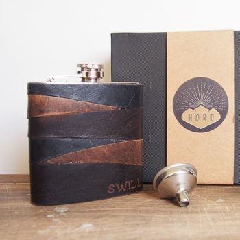 Personalised Rugged Leather Hip Flask, 5 of 6