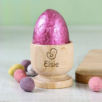 Personalised Name Chick Wooden Egg Cup, 4 of 6