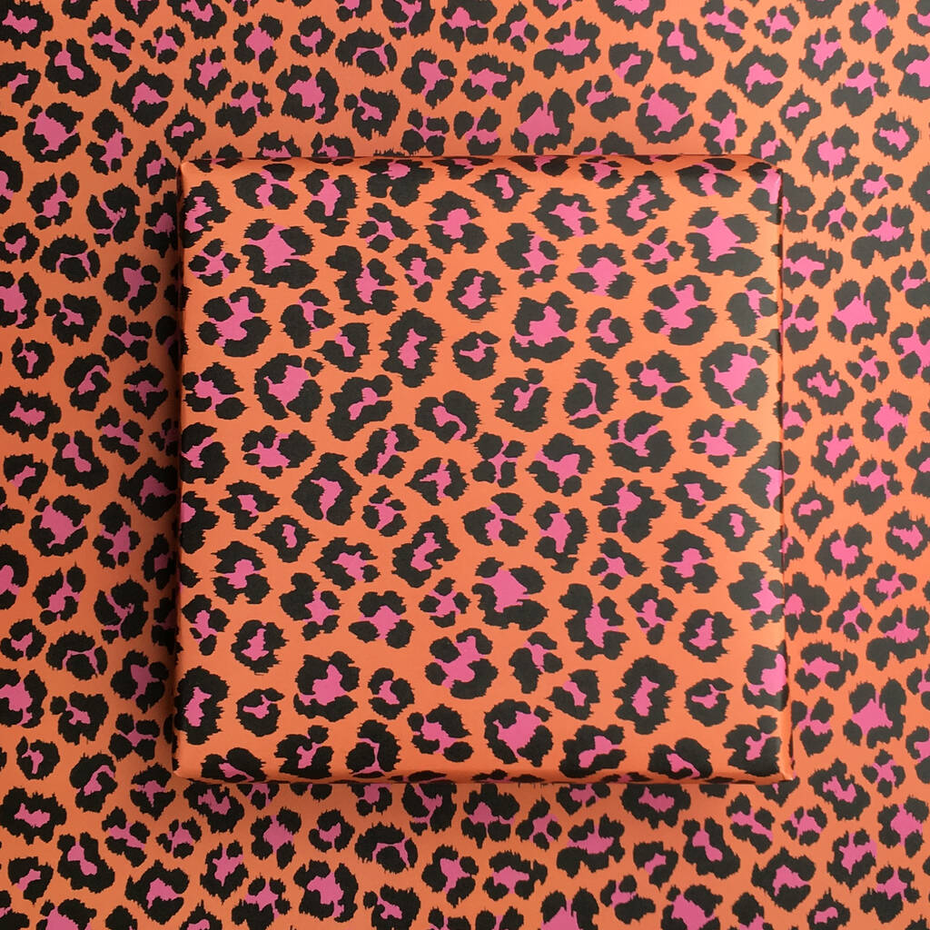 Orange/Pink Leopard Print Wrapping Paper Two Sheets By Petra boase Ltd ...