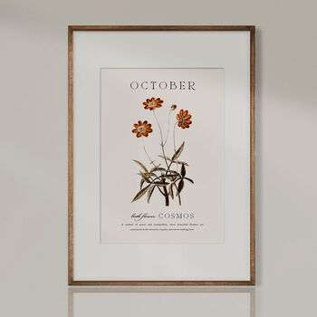 Birth Flower Wall Print 'Cosmos' For October, 6 of 9
