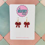 Ribbon Bow Mini Glitter Resin Earrings, thumbnail 1 of 12