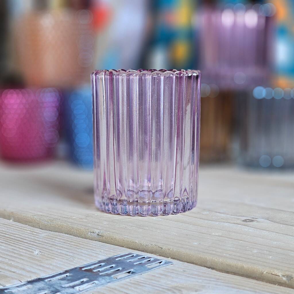 Flute Glass Pink Medium Tea Light Holder, 1 of 2