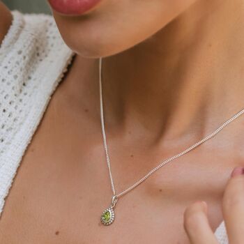 August Birthstone Peridot Sterling Silver Huggie Hoop Earrings, 4 of 11