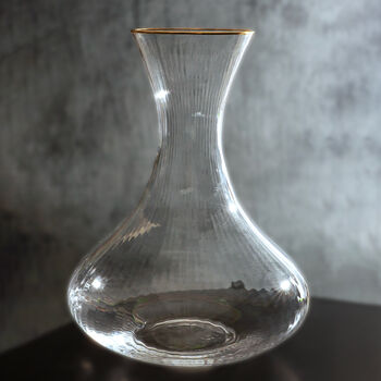 G Decor Ribbed Curved Decanter With Gold Rim, 2 of 3