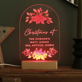 Personalised Christmas Poinsettia Design LED Light, 5 of 6