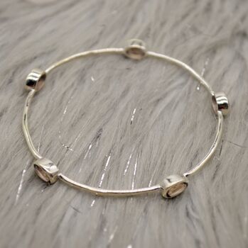 Smoky Quartz Silver Bangle Bracelet, 5 of 6