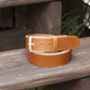 Premium Handmade Tan English Leather Mens Belt, thumbnail 2 of 5