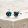 Sterling Silver May Emerald Birthstone Stud Earrings, thumbnail 3 of 7